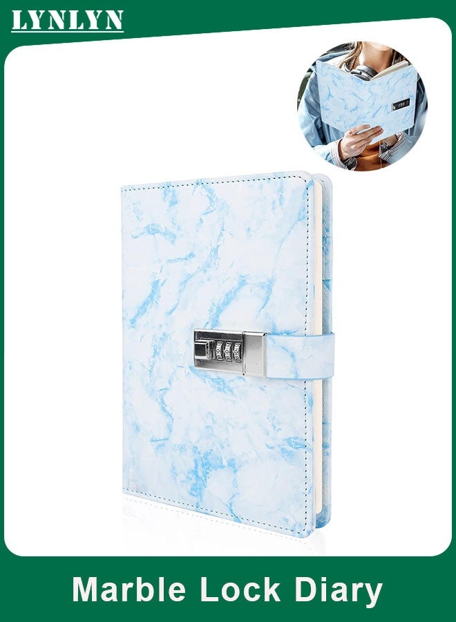 LYNLYN A5 Refillable Journal,  Waterproof PU Leather Notebook with 3 Digit Combination Lock, Pen Holder, Ribbon Bookmark, Rounded Corners and Thick Eye-Friendly Paper (22*15cm） - Image 1
